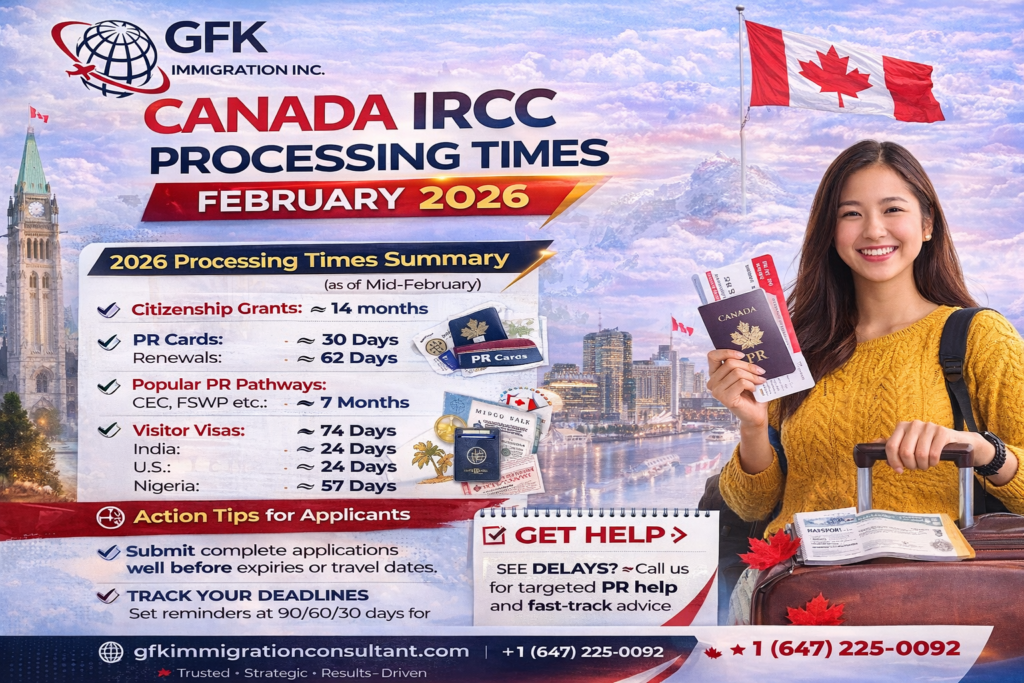 Canada IRCC Processing Times — February 2026 - GFK Immigration Consultant