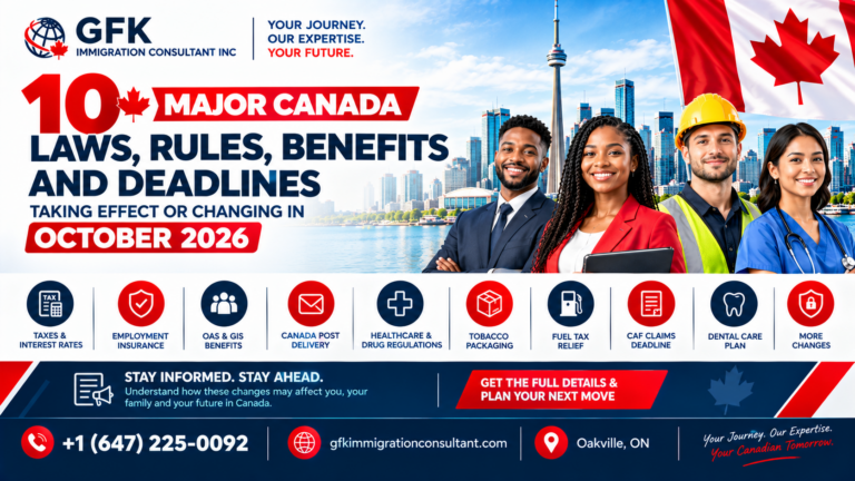10 Major Canada Laws, Rules, Benefits and Deadlines Taking Effect or Changing in October 2026